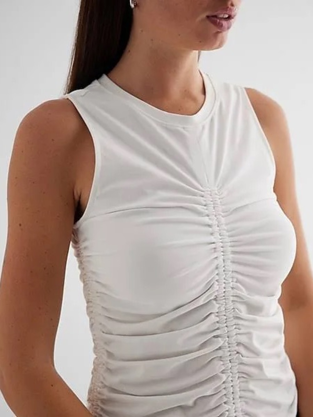Express White Ruched Tank Top
